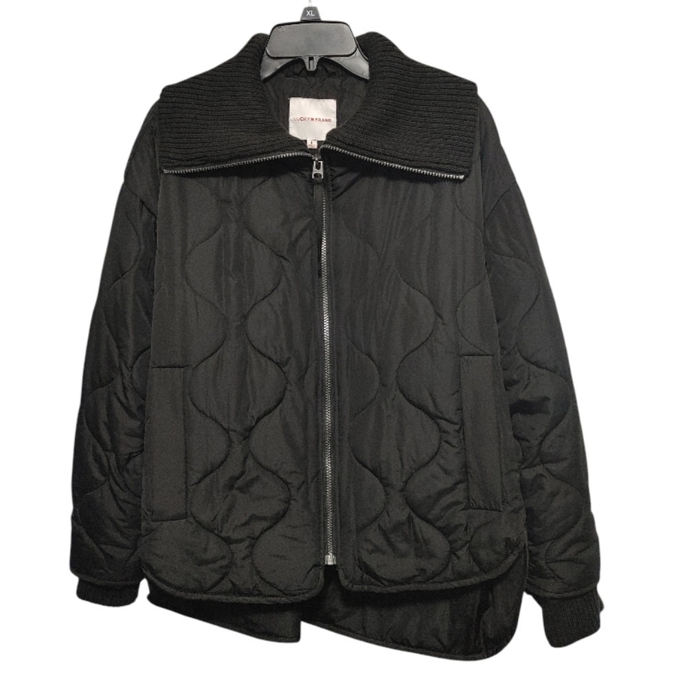 Lucky Brand Black Gorpcore Puffer Jacket Coat Women's Size Large - Picture 2 of 10